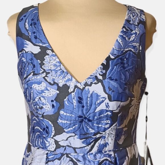 Adrianna Papell Blue Floral Cocktail Dress NEW Size 4 - Picture 5 of 12